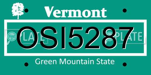 OSI5287 Vermont License Plate