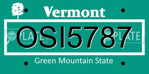 OSI5787 Vermont License Plate