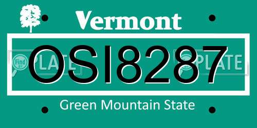 OSI8287 Vermont License Plate