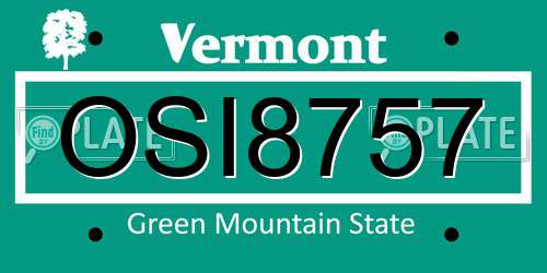 OSI8757 Vermont License Plate