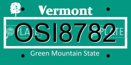 OSI8782 Vermont License Plate