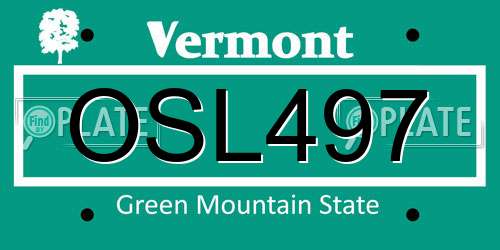 OSL497 Vermont License Plate