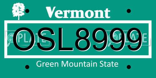OSL8999 Vermont License Plate