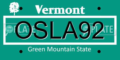 OSLA92 Vermont License Plate