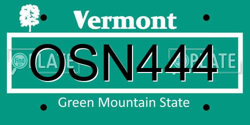 OSN444 Vermont License Plate