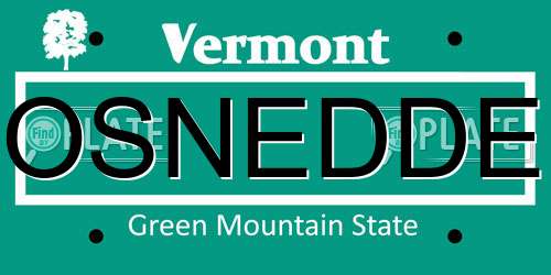 OSNEDDE Vermont License Plate