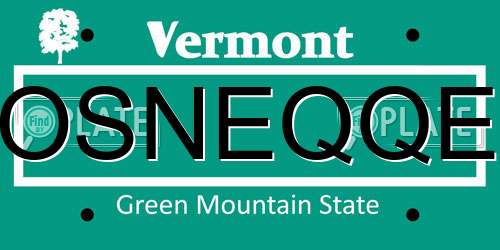 OSNEQQE Vermont License Plate