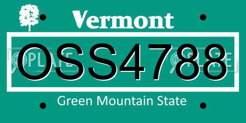 OSS4788 Vermont License Plate