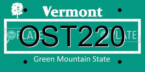 OST220 Vermont License Plate