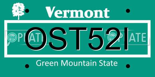 OST52I Vermont License Plate