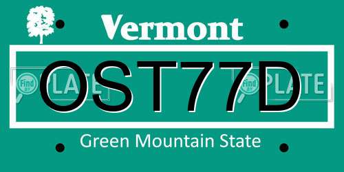 OST77D Vermont License Plate