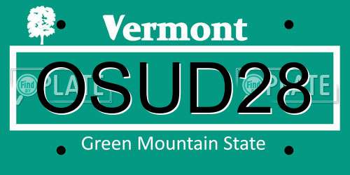 OSUD28 Vermont License Plate