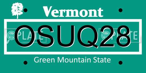 OSUQ28 Vermont License Plate