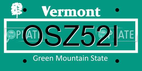 OSZ52I Vermont License Plate