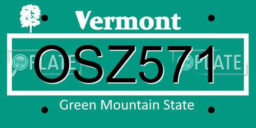OSZ571 Vermont License Plate
