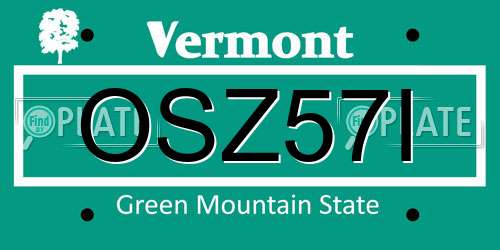 OSZ57I Vermont License Plate