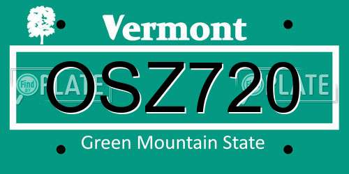OSZ720 Vermont License Plate