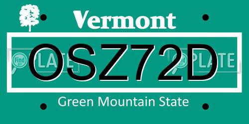 OSZ72D Vermont License Plate