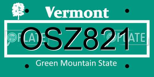 OSZ821 Vermont License Plate