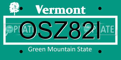 OSZ82I Vermont License Plate
