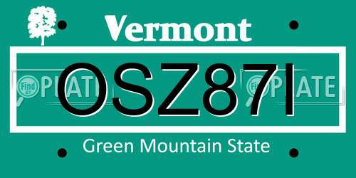 OSZ87I Vermont License Plate