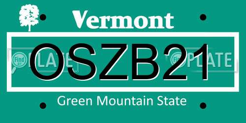 OSZB21 Vermont License Plate