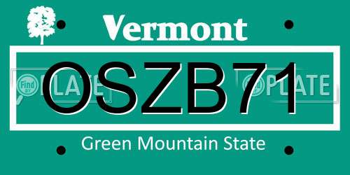 OSZB71 Vermont License Plate