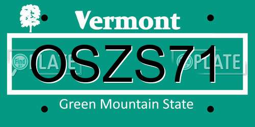 OSZS71 Vermont License Plate