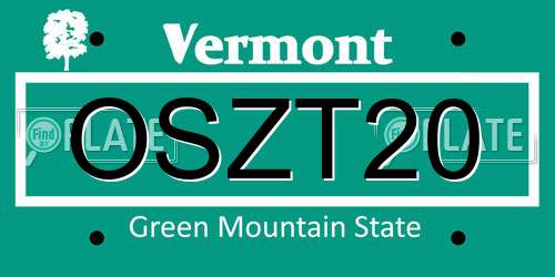 OSZT20 Vermont License Plate