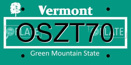 OSZT70 Vermont License Plate