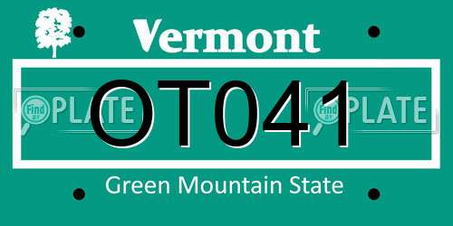 OT041 Vermont License Plate