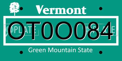 OT0O084 Vermont License Plate