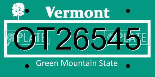 OT26545 Vermont License Plate