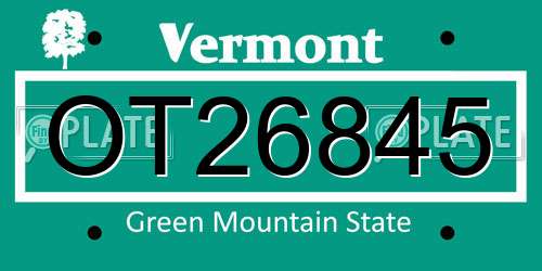 OT26845 Vermont License Plate