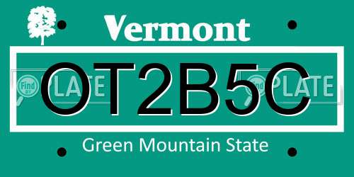 OT2B5C Vermont License Plate