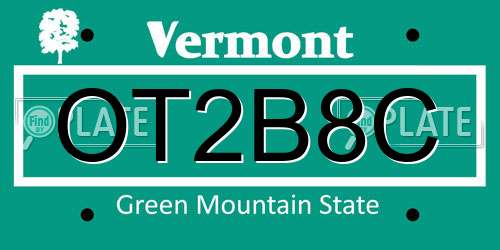 OT2B8C Vermont License Plate
