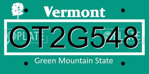 OT2G548 Vermont License Plate