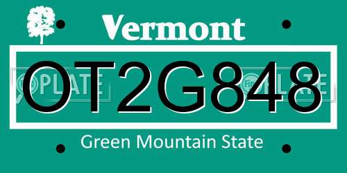 OT2G848 Vermont License Plate