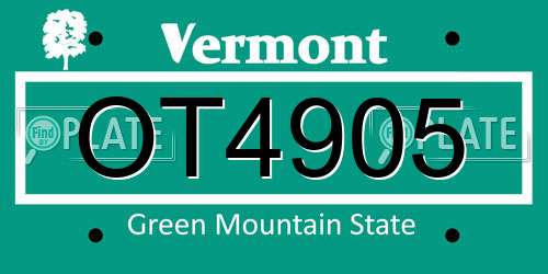 OT4905 Vermont License Plate