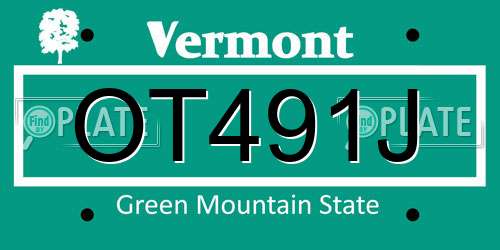 OT491J Vermont License Plate