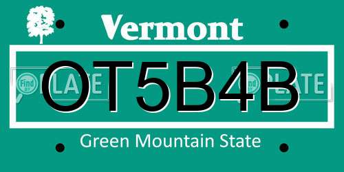 OT5B4B Vermont License Plate
