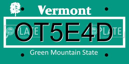 OT5E4D Vermont License Plate