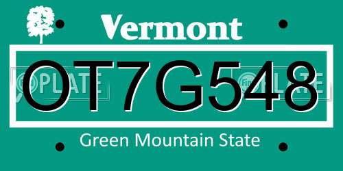 OT7G548 Vermont License Plate