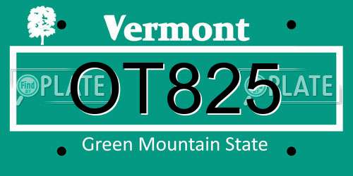 OT825 Vermont License Plate