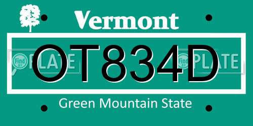 OT834D Vermont License Plate