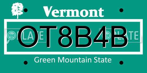OT8B4B Vermont License Plate