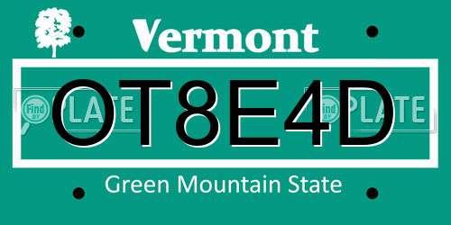 OT8E4D Vermont License Plate