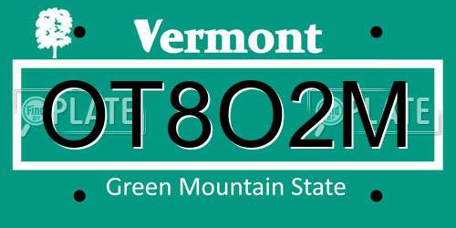 OT8O2M Vermont License Plate