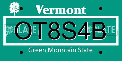 OT8S4B Vermont License Plate