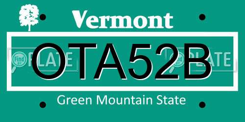 OTA52B Vermont License Plate